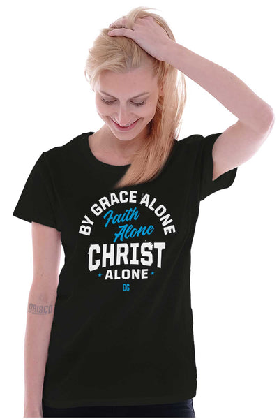 Grace Faith Christ Alone Ladies T Shirt