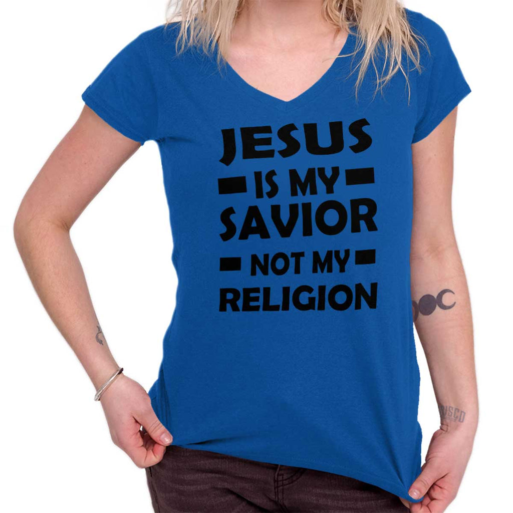 Jesus is my Savior V-Neck Tee | – Christian Strong