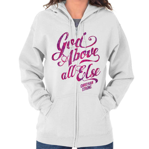 christian zippered hoodie