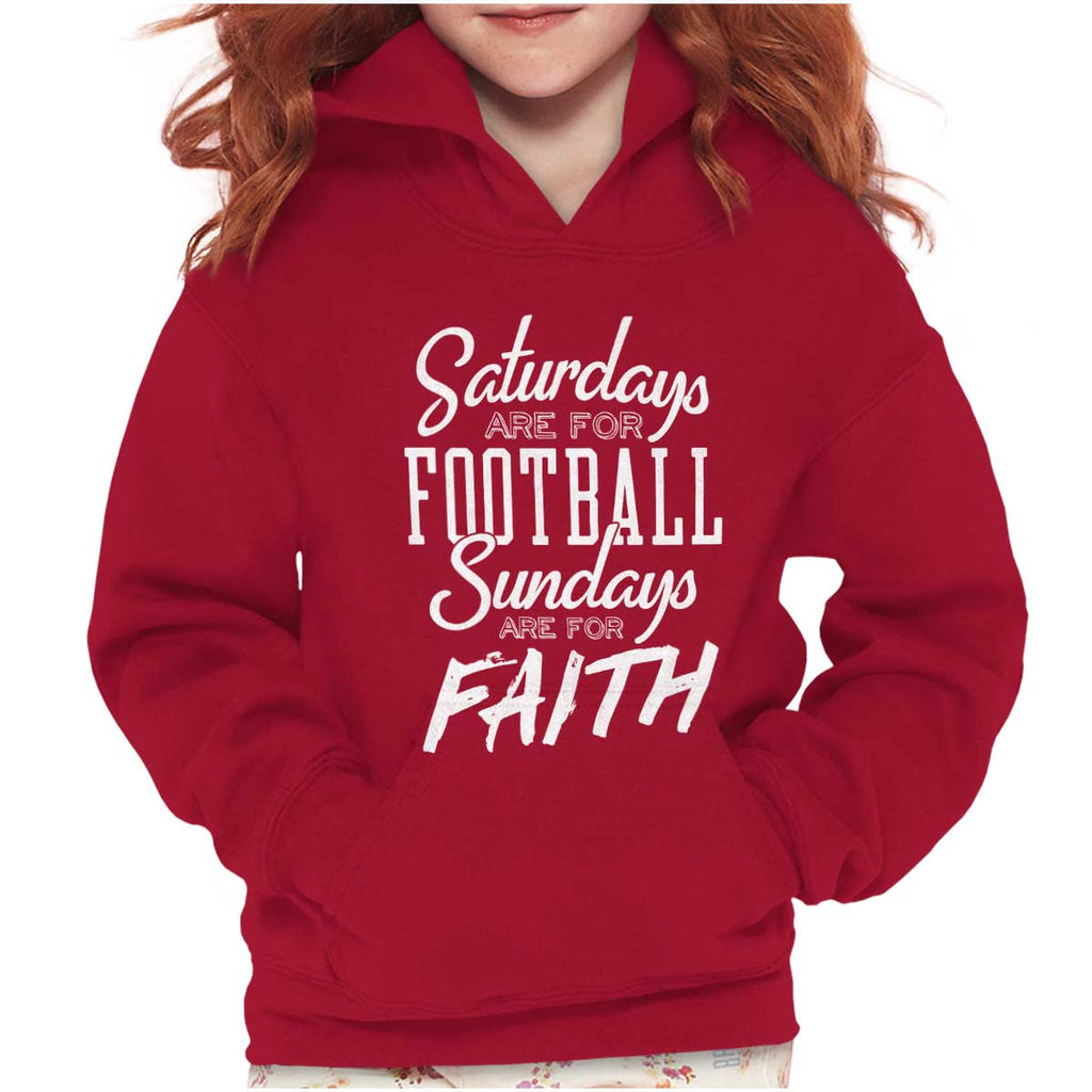 Weekend Football & Faith Youth Hoodie-Direct To Garment Print-Christian Strong