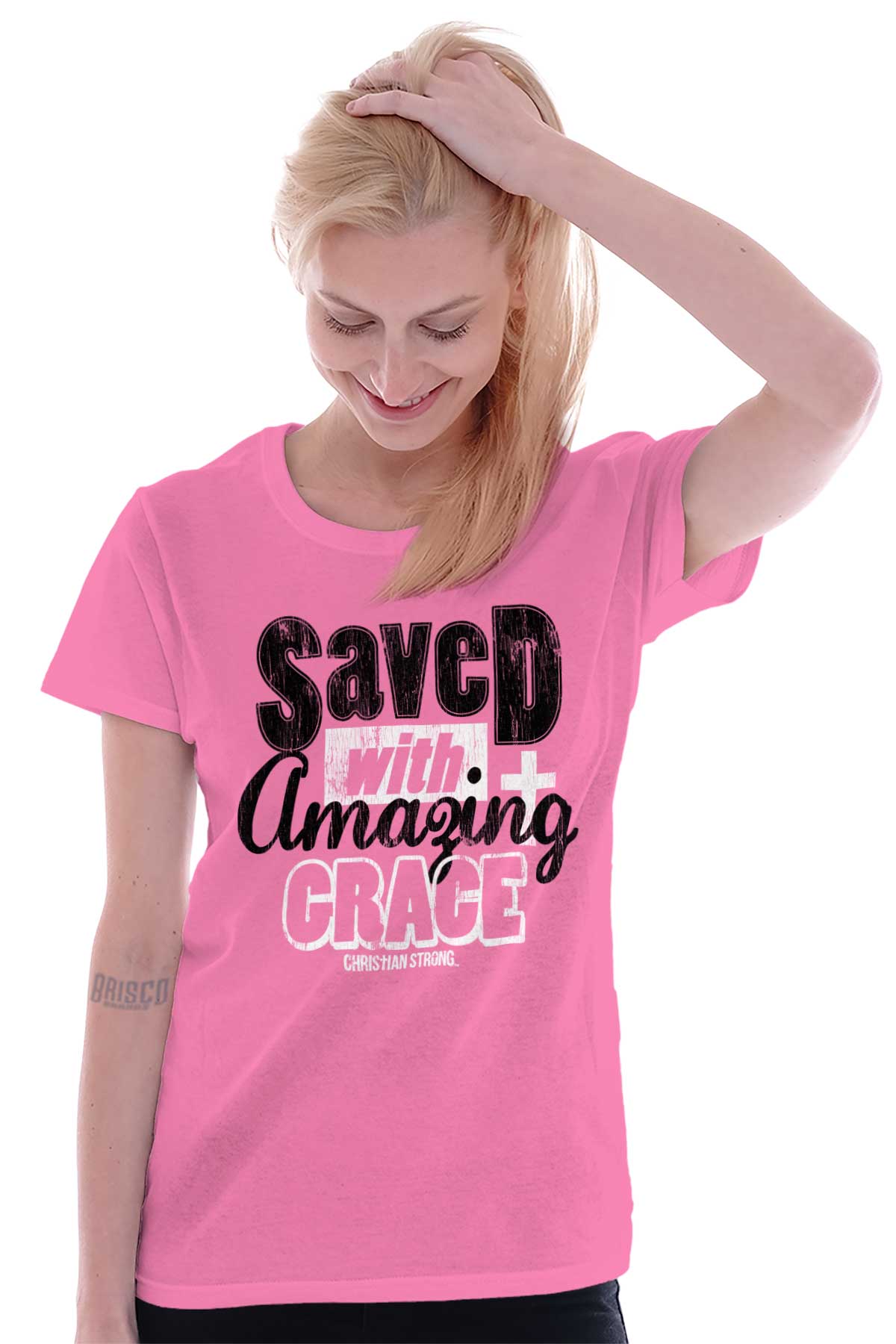 Saved With Amazing Grace Ladies T Shirt Saved With Amazing Grace Ladies T Shirt