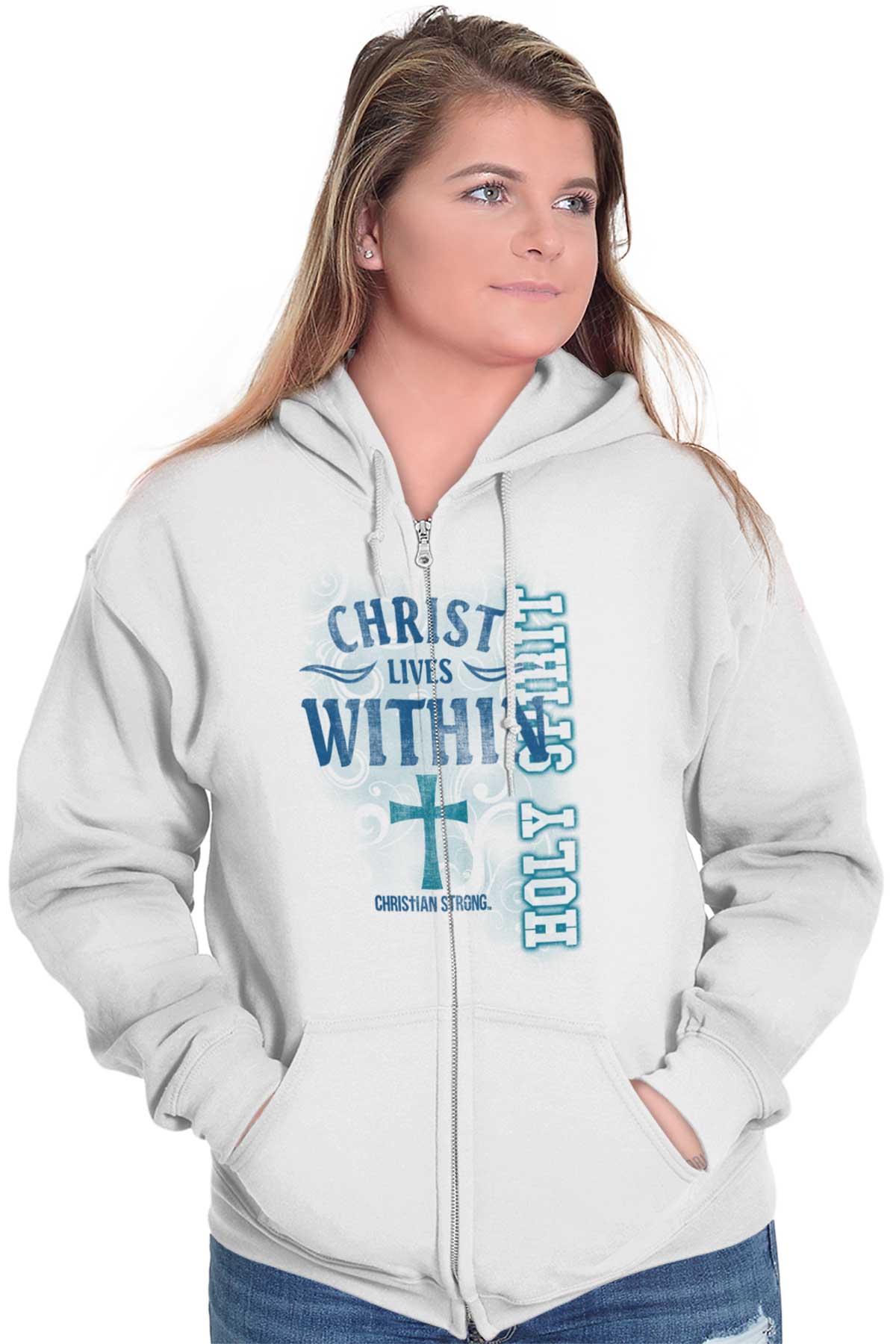 Christ Lives Within Full Zip Hooded Sweatshirt | – Christian Strong