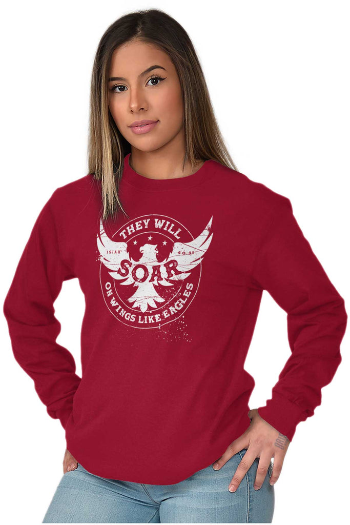 Long Sleeve Green Eagles Wing Logo T-Shirt at  Men’s Clothing store