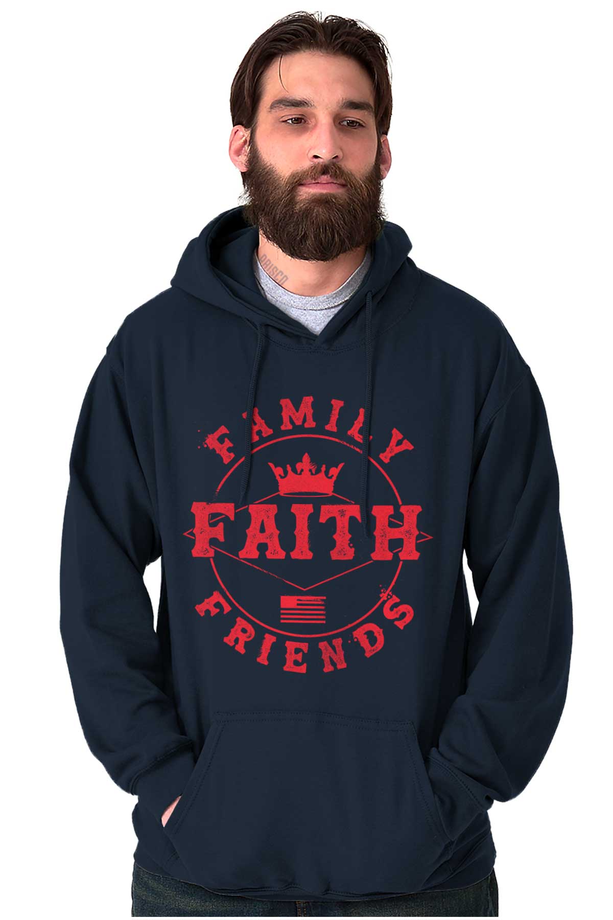 Christian Strong Faith Family Friends Hoodie Navy 5X Large