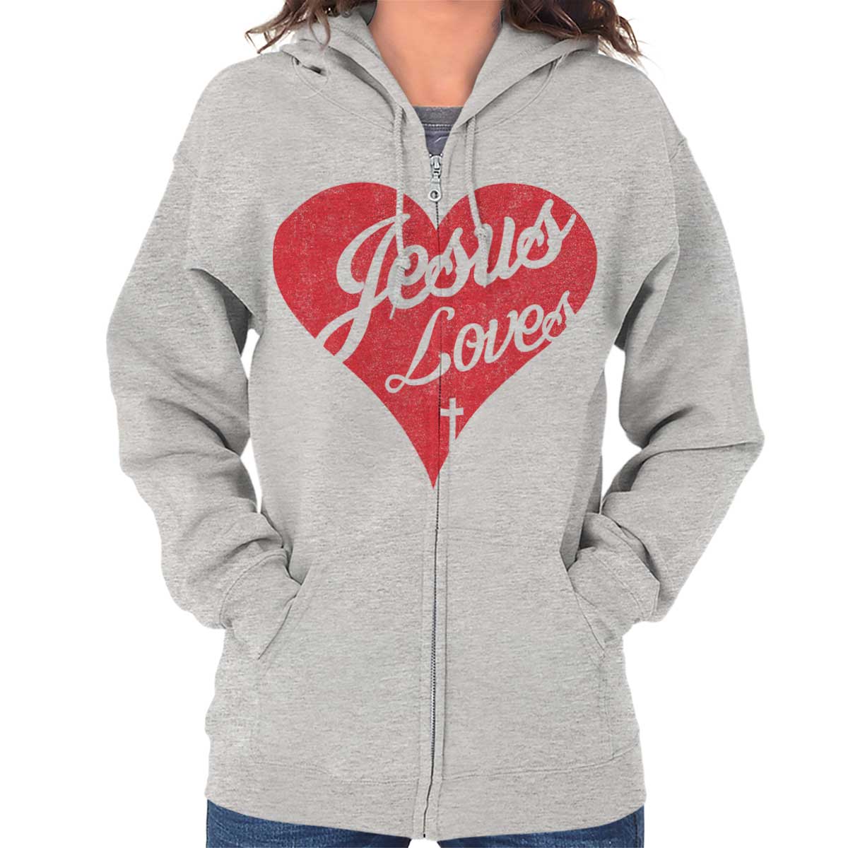 Jesus Loves Full Zip Hooded Sweatshirt | – Christian Strong