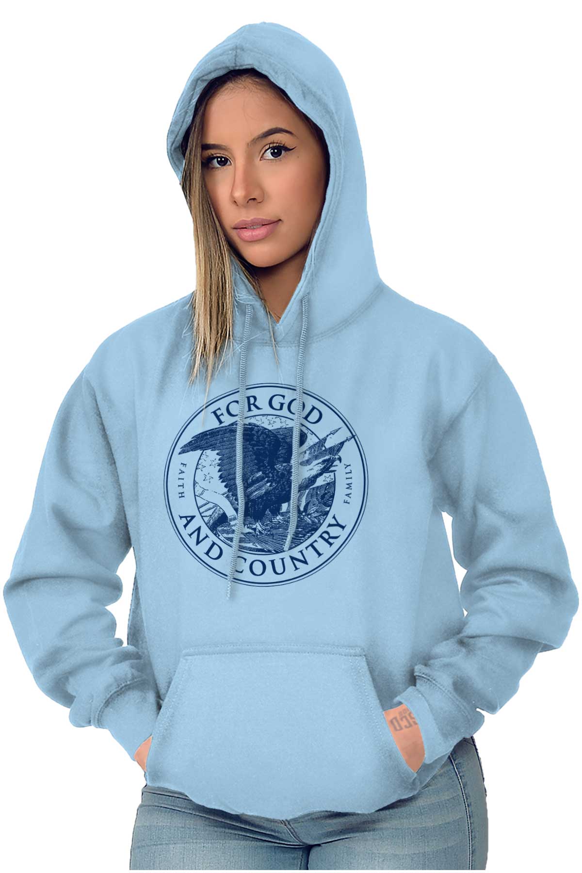 For God and Country Pullover Hooded Sweatshirt |Christian Strong