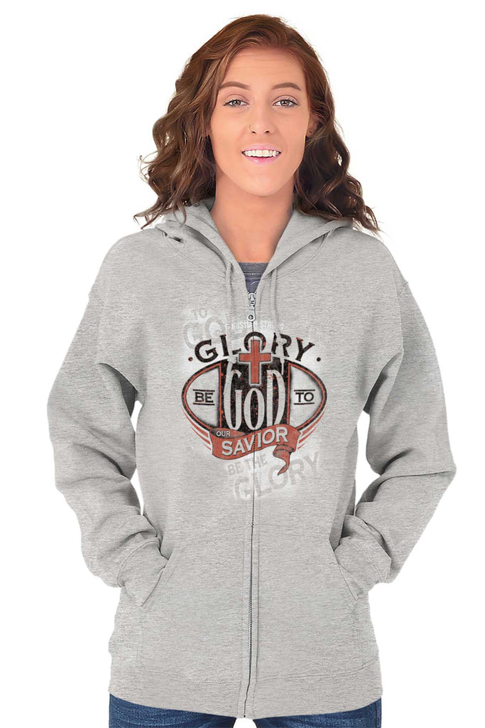Glory to God Christian Zip Hoodie Christian Strong