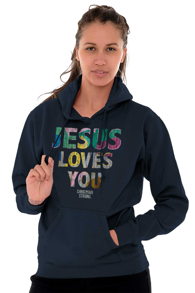 Christian Strong Loves You Hoodie, Navy / Small