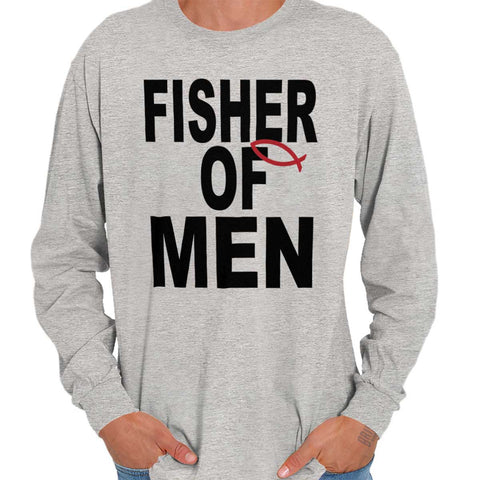Christian Strong Fisher of Men Long Sleeve T-Shirt Men's Women's Christian Faith, White / 2x Large