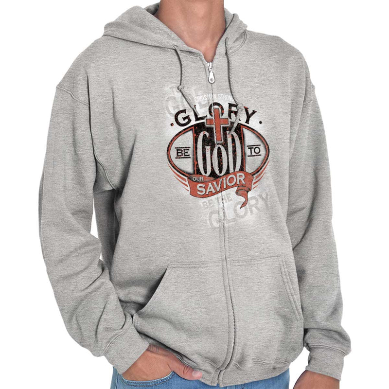 Glory to God Christian Zip Hoodie Christian Strong