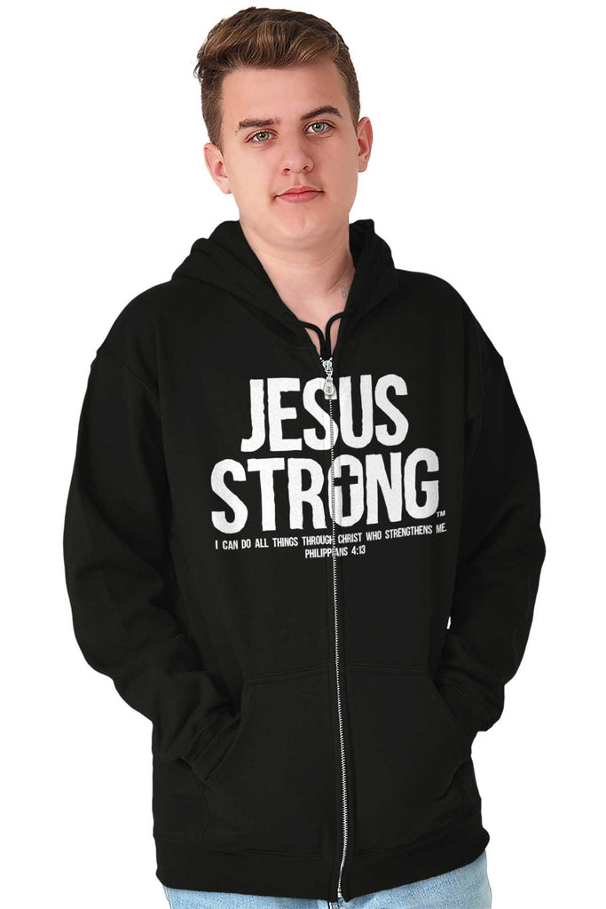 Jesus Strong Full Zip Hooded Sweatshirt | – Christian Strong