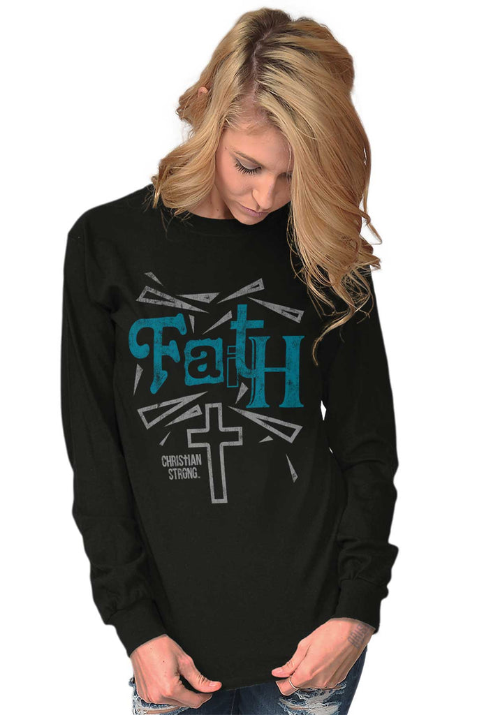Faith And Cross Long Sleeve Tee | – Christian Strong